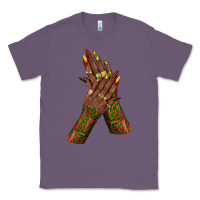 Lavender juneteenth nail art with afro hand Classic Tee - texasbilliewilder