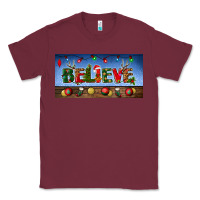 Burgundy christmas believe license plate Classic Tee - BundleAndBundleShop