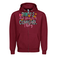 Burgundy boots and bling it s a cowgirl thing Zipper Hoodie - Zillion Design Studio
