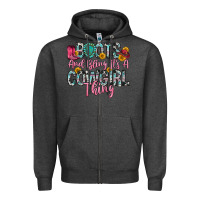Charcoal Heather boots and bling it s a cowgirl thing Zipper Hoodie - Zillion Design Studio