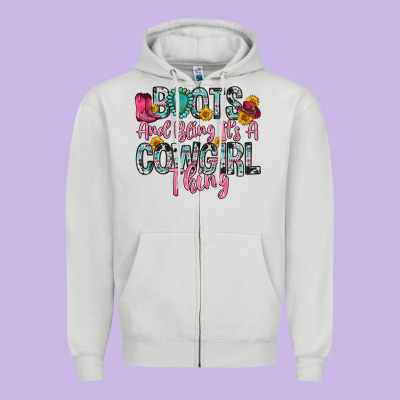 Boots And Bling It S A Cowgirl Thing Zipper Hoodie Designed By Zillion Design Studio