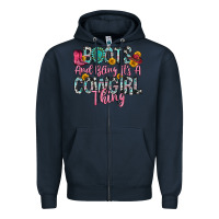 Navy boots and bling it s a cowgirl thing Zipper Hoodie - Zillion Design Studio