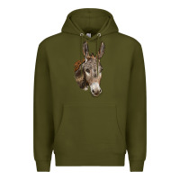 Army Green Andalusian Donkey Face Premium Hoodie - LillyAllenDesigns