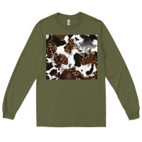 Army Green cowhide and leopard pattern Long Sleeve Tee - RanaPortraitStore