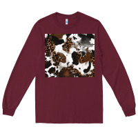 Burgundy cowhide and leopard pattern Long Sleeve Tee - RanaPortraitStore