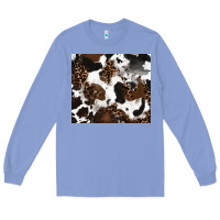 Colony Blue cowhide and leopard pattern Long Sleeve Tee - RanaPortraitStore