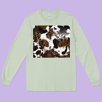 Long Sleeve Tee cowhide and leopard pattern