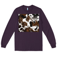 Plum cowhide and leopard pattern Long Sleeve Tee - RanaPortraitStore