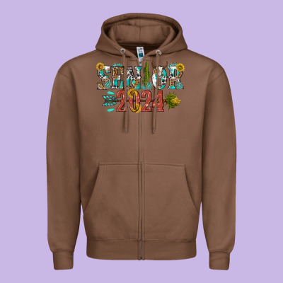 Senior 2024 Zipper Hoodie Designed By Texasbilliewilder