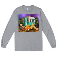 Heather Grey camping Long Sleeve Tee - RanaPortraitStore