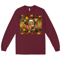 Burgundy Christmas cow Long Sleeve Tee - RanaPortraitStore