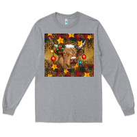 Heather Grey Christmas cow Long Sleeve Tee - RanaPortraitStore