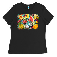 Black summer fruits background Ladies Tee - BarkalooDesign