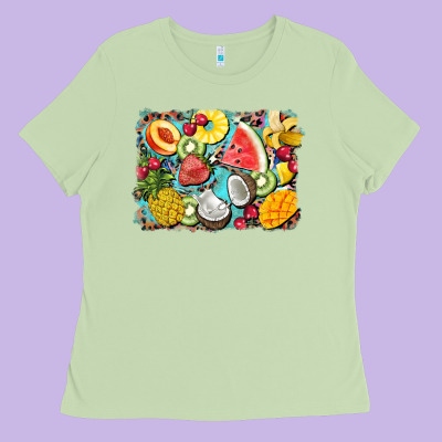 Summer Fruits Background Ladies Tee Designed By Barkaloodesign