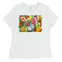 White summer fruits background Ladies Tee - BarkalooDesign