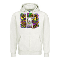 Oatmeal Heather mardi gras baby sheep king cake fleur de lis Zipper Hoodie - RanaPortraitStore
