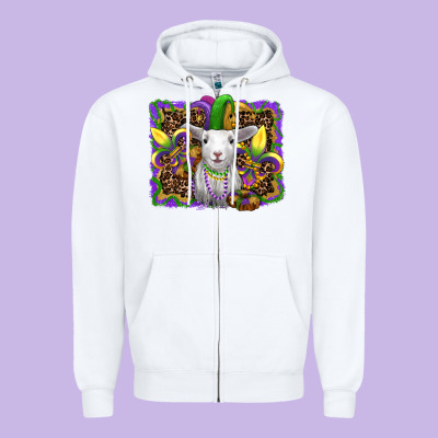 Mardi Gras Baby Sheep King Cake Fleur De Lis Zipper Hoodie Designed By Ranaportraitstore