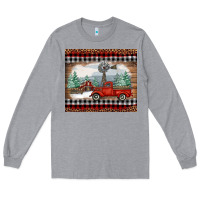 Heather Grey christmas farm and truck Long Sleeve Tee - RanaPortraitStore