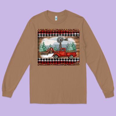 Long Sleeve Tee christmas farm and truck