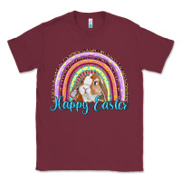 Burgundy happy easter rainbow bunny Classic Tee - RanaPortraitStore