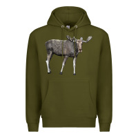 Army Green Moose Buck Deer Premium Hoodie - LillyAllenDesigns