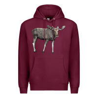 Burgundy Moose Buck Deer Premium Hoodie - LillyAllenDesigns