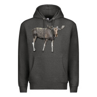 Charcoal Heather Moose Buck Deer Premium Hoodie - LillyAllenDesigns