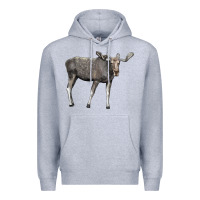 Heather Grey Moose Buck Deer Premium Hoodie - LillyAllenDesigns