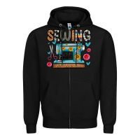 Black sewing life Zipper Hoodie - Zillion Design Studio