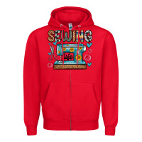 Red sewing life Zipper Hoodie - Zillion Design Studio