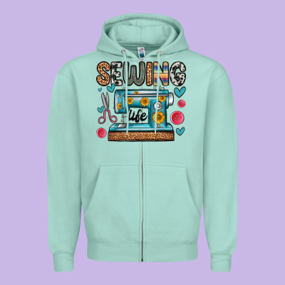 Sewing Life Zipper Hoodie Designed By Zillion Design Studio