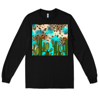 Black cactus turquoise leopard cowhide tumbler rana Long Sleeve Tee - RanaPortraitStore