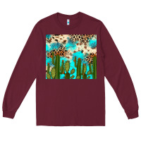 Burgundy cactus turquoise leopard cowhide tumbler rana Long Sleeve Tee - RanaPortraitStore