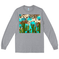Heather Grey cactus turquoise leopard cowhide tumbler rana Long Sleeve Tee - RanaPortraitStore