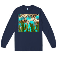 Navy cactus turquoise leopard cowhide tumbler rana Long Sleeve Tee - RanaPortraitStore