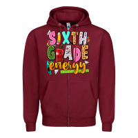 Burgundy sixth grade energy Zipper Hoodie - texasbilliewilder