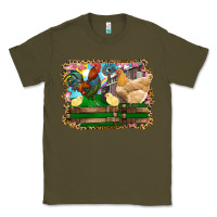 Army Green Happy easter rooster chicken and chick Classic Tee - RanaPortraitStore