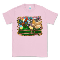 Bubblegum Pink Happy easter rooster chicken and chick Classic Tee - RanaPortraitStore