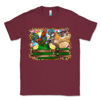 Burgundy Happy easter rooster chicken and chick Classic Tee - RanaPortraitStore