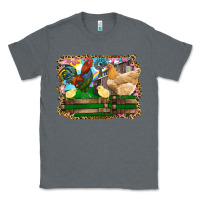 Charcoal Heather Happy easter rooster chicken and chick Classic Tee - RanaPortraitStore