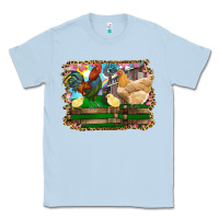 Dusty Blue Happy easter rooster chicken and chick Classic Tee - RanaPortraitStore