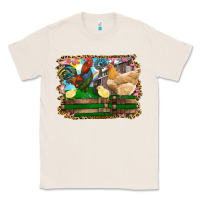 Natural Happy easter rooster chicken and chick Classic Tee - RanaPortraitStore