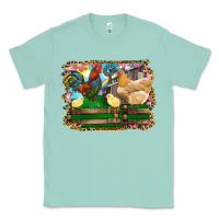 Seafoam Happy easter rooster chicken and chick Classic Tee - RanaPortraitStore