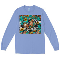 Colony Blue cowgirl sunflower turquoise Long Sleeve Tee - RanaPortraitStore
