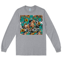 Heather Grey cowgirl sunflower turquoise Long Sleeve Tee - RanaPortraitStore