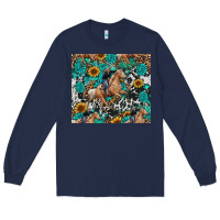 Navy cowgirl sunflower turquoise Long Sleeve Tee - RanaPortraitStore