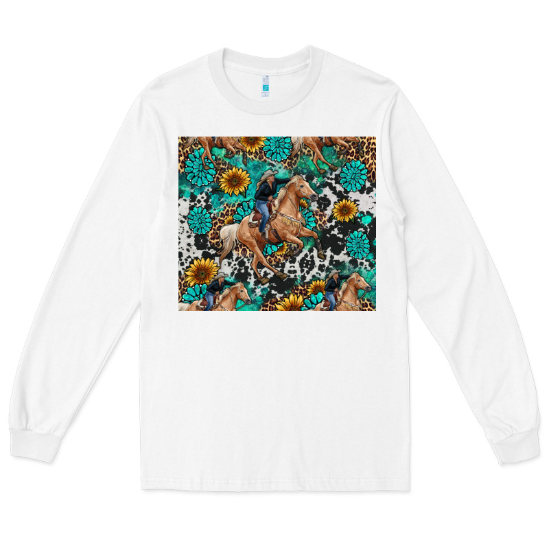 Cowgirl Sunflower Turquoise Long Sleeve Tee by RanaPortraitStore | Teevron