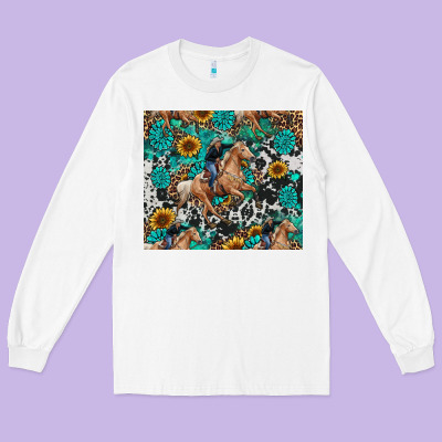 Long Sleeve Tee cowgirl sunflower turquoise