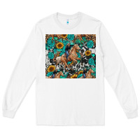 White cowgirl sunflower turquoise Long Sleeve Tee - RanaPortraitStore