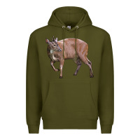 Army Green Red Brocket Buck Deer Premium Hoodie - LillyAllenDesigns